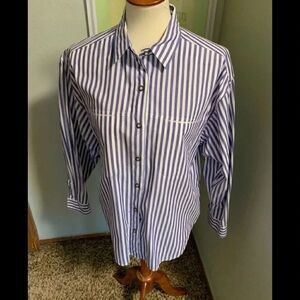 American Weekend Blue/White Striped Top NWOT #199